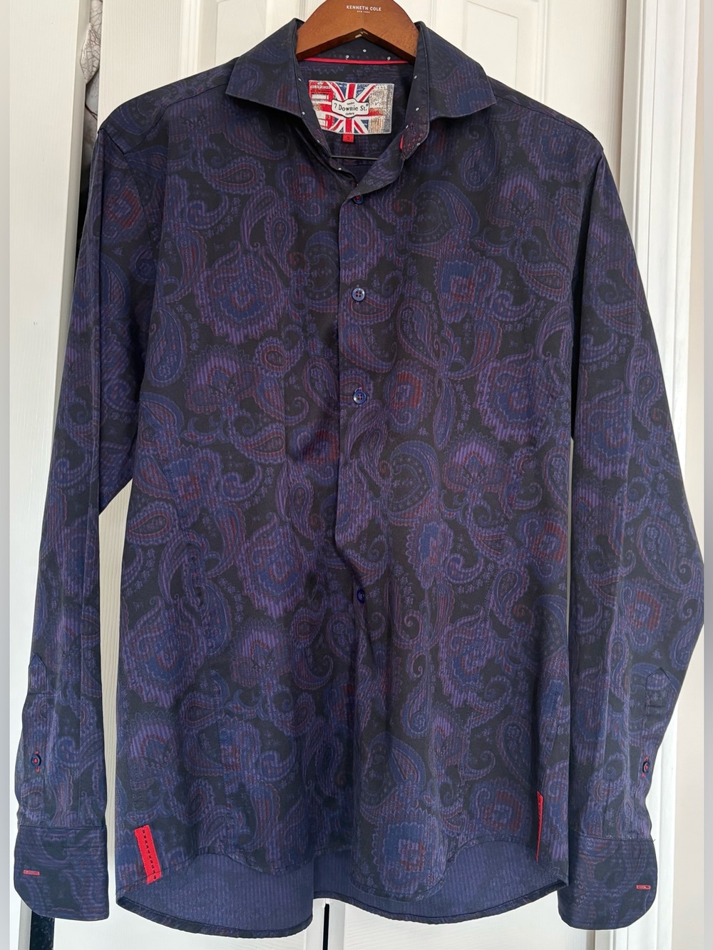 7 Downie St. London Couture Men's Paisley Sport Shirt - Size 5 (Large)